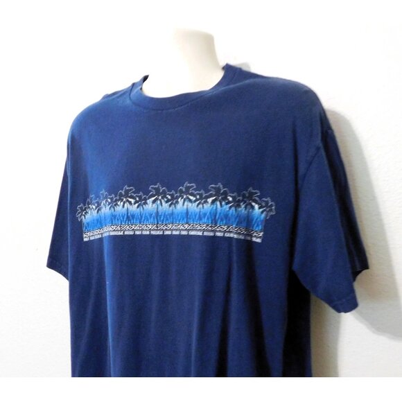 Hawaiian Palms Tee Shirt Men’s XL Navy Blue 100% Cotton Casual by Sundog - Picture 2 of 8